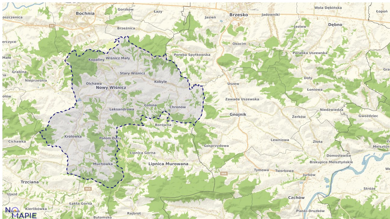 Mapa uzbrojenia terenu Nowego Wiśnicza