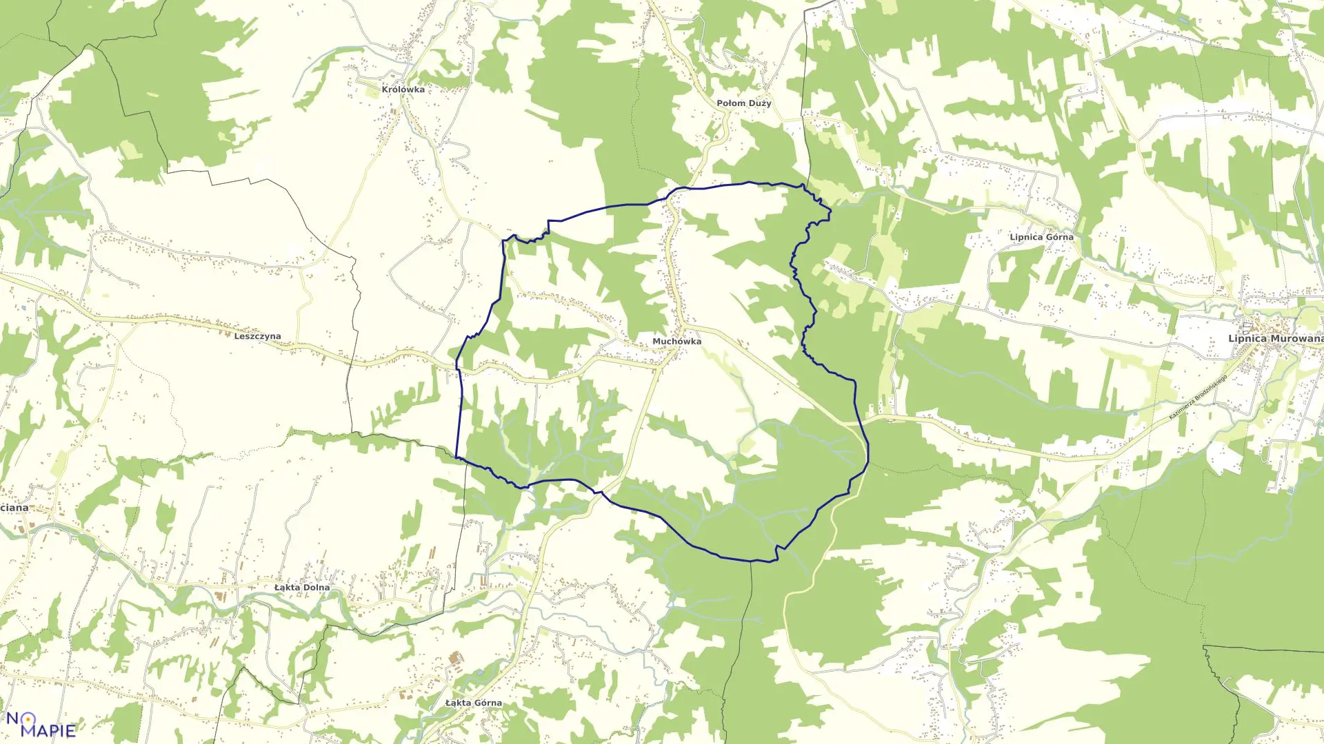 Mapa obrębu Muchówka w gminie Nowy Wiśnicz